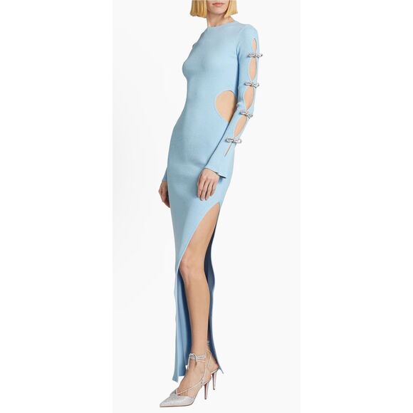 NWT Mach & Mach Crystal Bow Cut-Out Maxi Dress Size XS/S $1690 - Picture 2 of 12